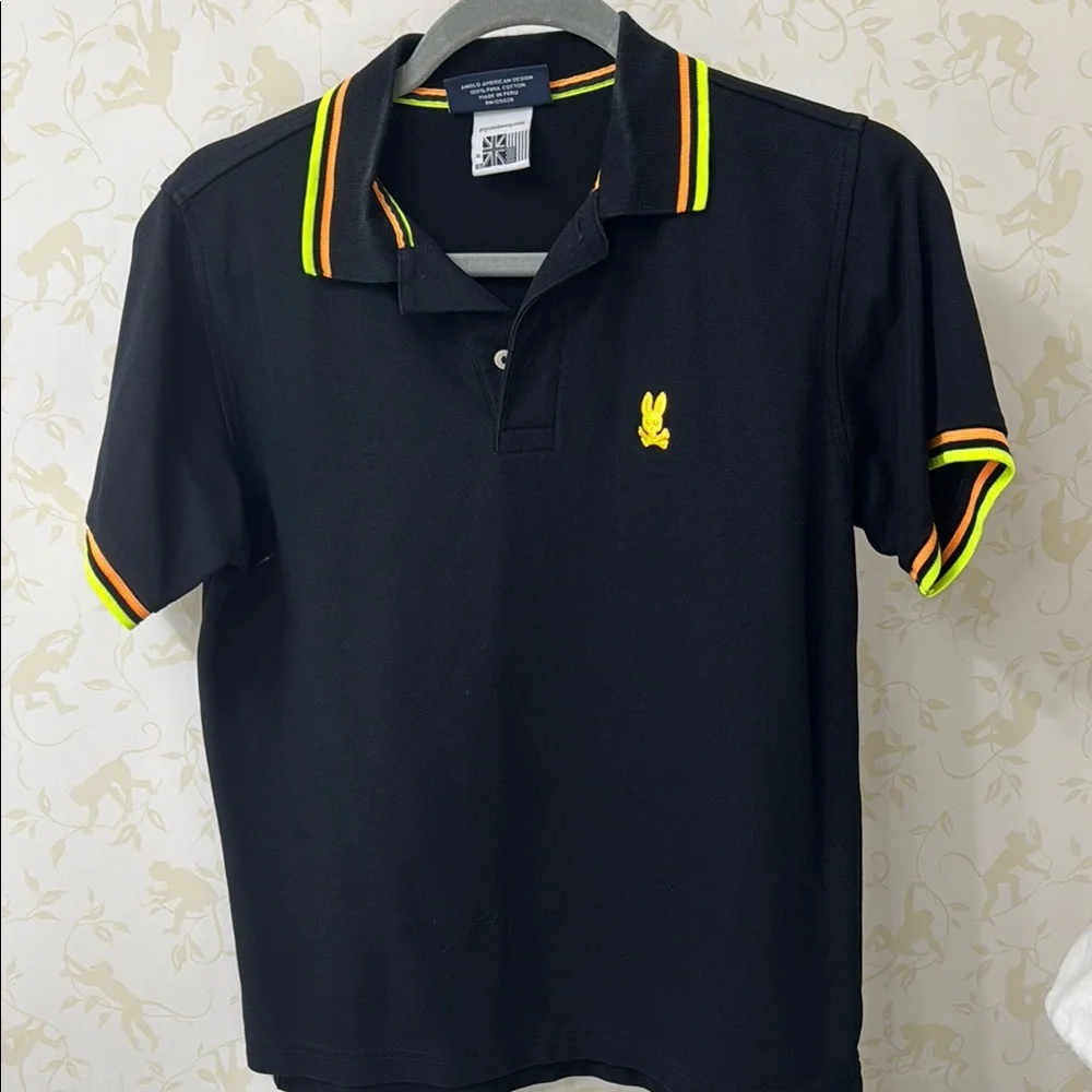 Psycho Bunny Black and Yellow Polo Shirt Sporty Design - Picture 1 of 1